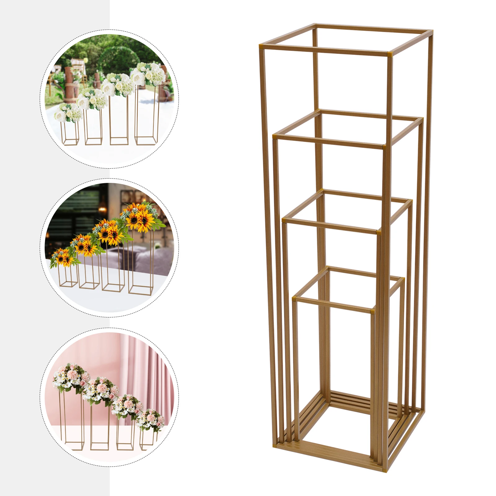 4Pcs Tall Gold Wedding Backdrop Flower Vase Stand Metal Table Centerpieces Decor Floral Arrangement for Party Home Decor