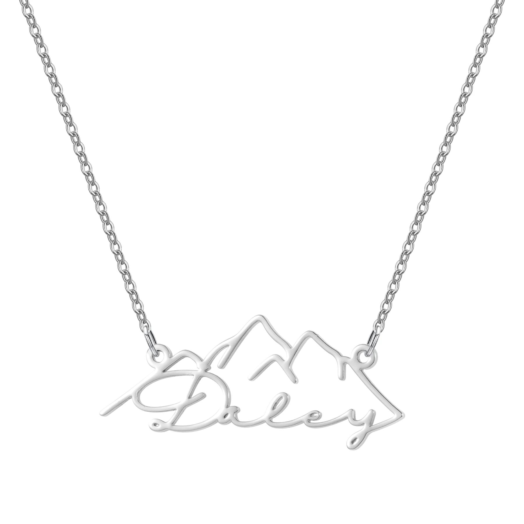 Collar con nombre personalizado de silueta de montaña, regalo de Navidad de acero inoxidable para mujer, joyería personalizada, Idea de regalo de cumpleaños