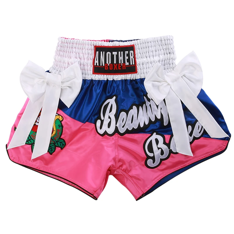 Muay Thai Shorts Schleife Band Thai Boxshorts Männer Frauen Mädchen Junge MMA Boxtraining Kleidung Wrestling Kampf Kickboxen Hosen