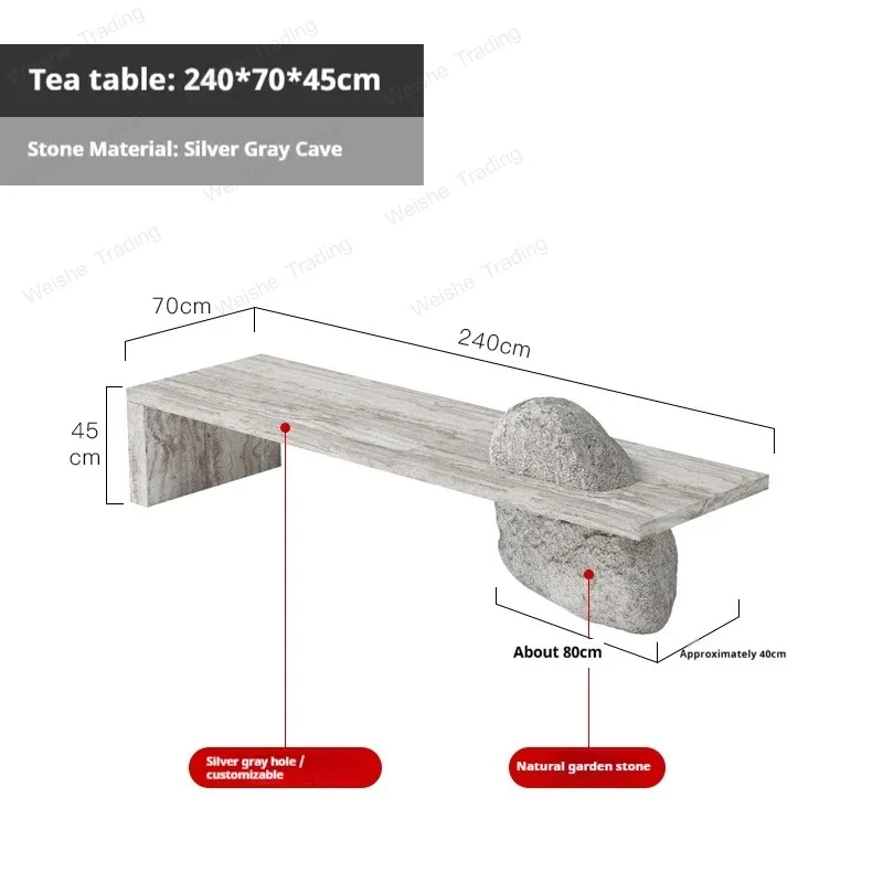 Wabi Sabi Zen Tea Table, Modern Minimalist Marble Tea Brewing Desk for Office Meditation Room, Customizable Designer Style