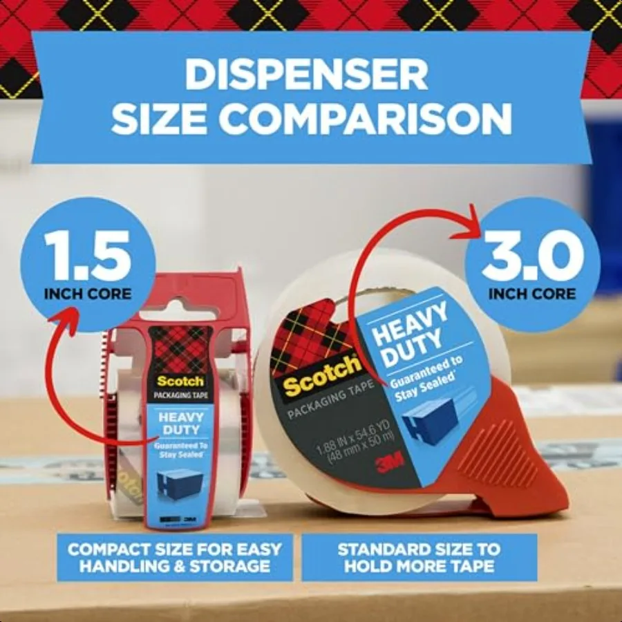 Nastro da imballaggio per spedizione resistente Spie trasparenti per spedizione e imballaggio da 1,88 pollici. x 54,6 iarde. 6 rotoli di nastro adesivo