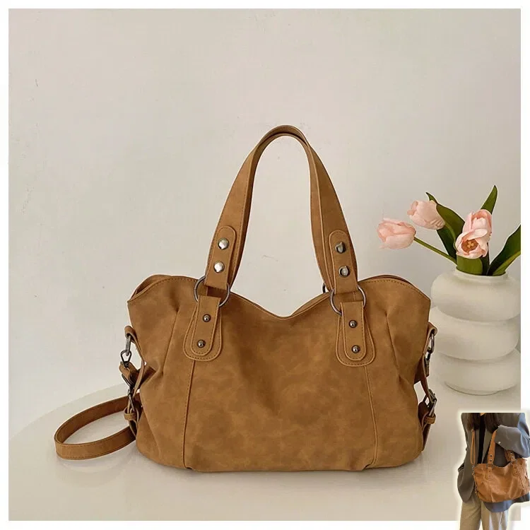 

Винтажная женская сумка через плечо из искусственной кожи большой вместимости, простая популярная сумка в тон любого наряда, новый стиль осень-зима