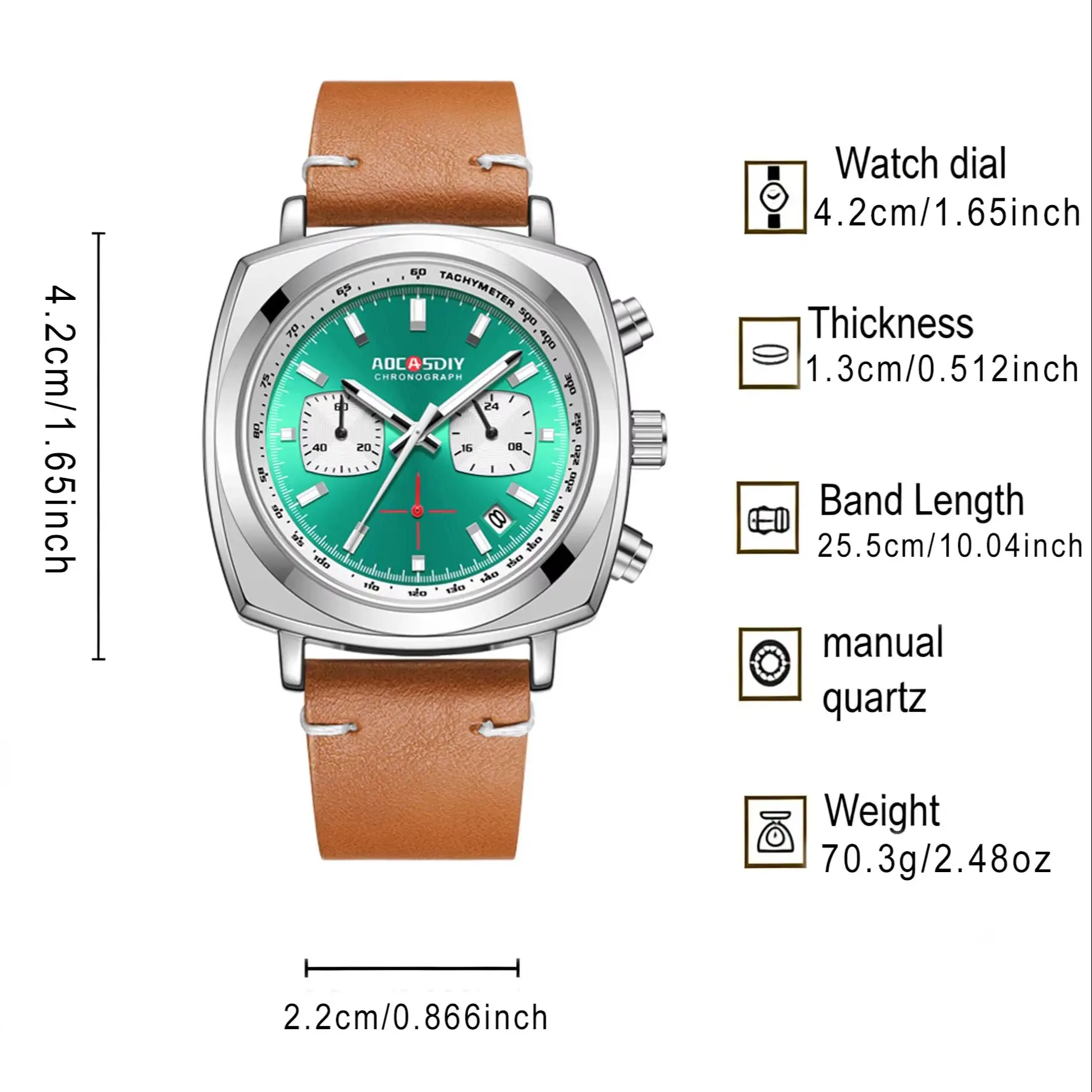 AOCASDIY Men's Chronograph Quartz Watch, Speedometer Bezel, Date Window, Luminous Hands, Birthday Gift Wristwatch for Men