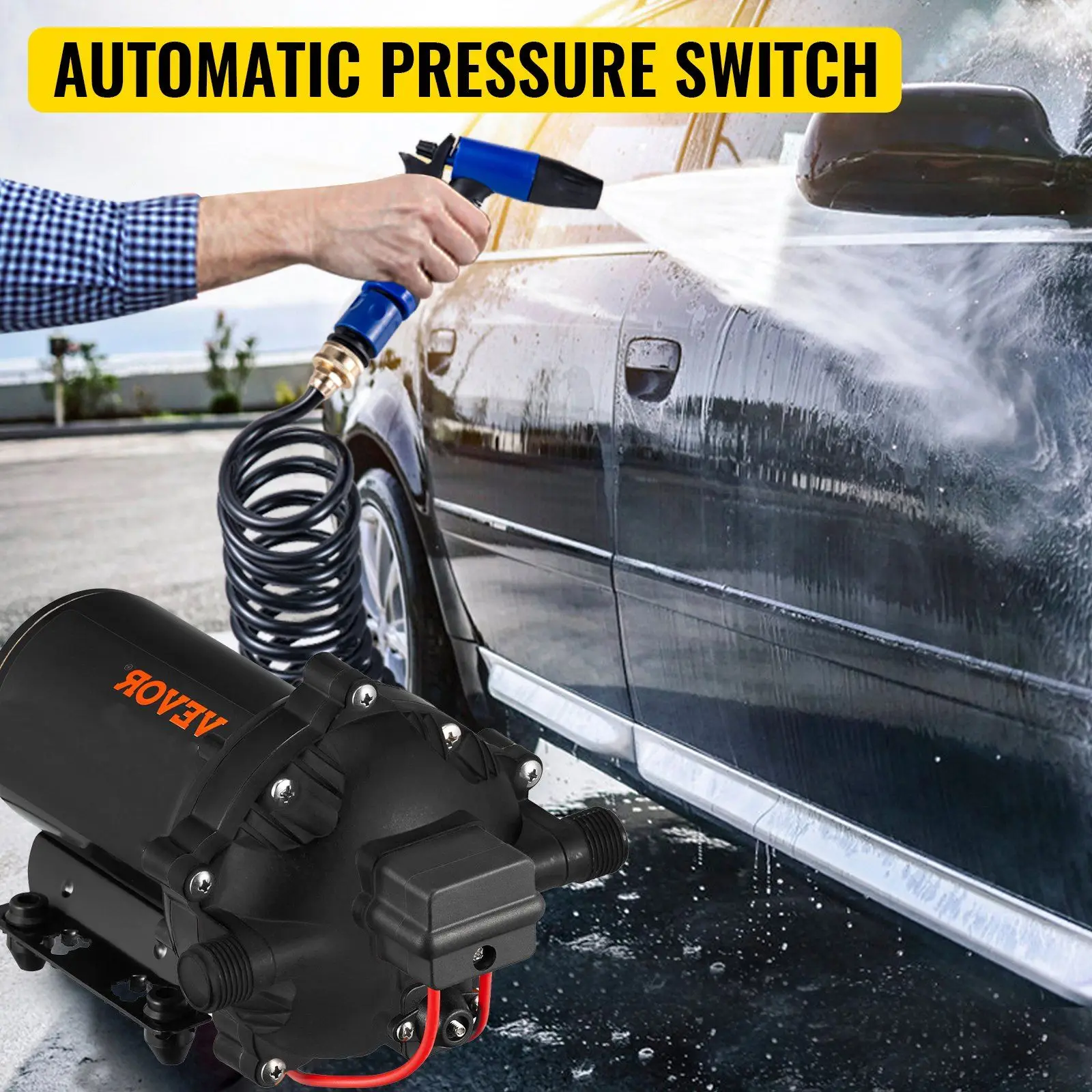 RV Water Pump 5.3 GPM Self-Priming 12V Pump Automatic 70 PSI Diaphragm Pump Washdown Pumps for Boats Caravan RV Marine Yacht