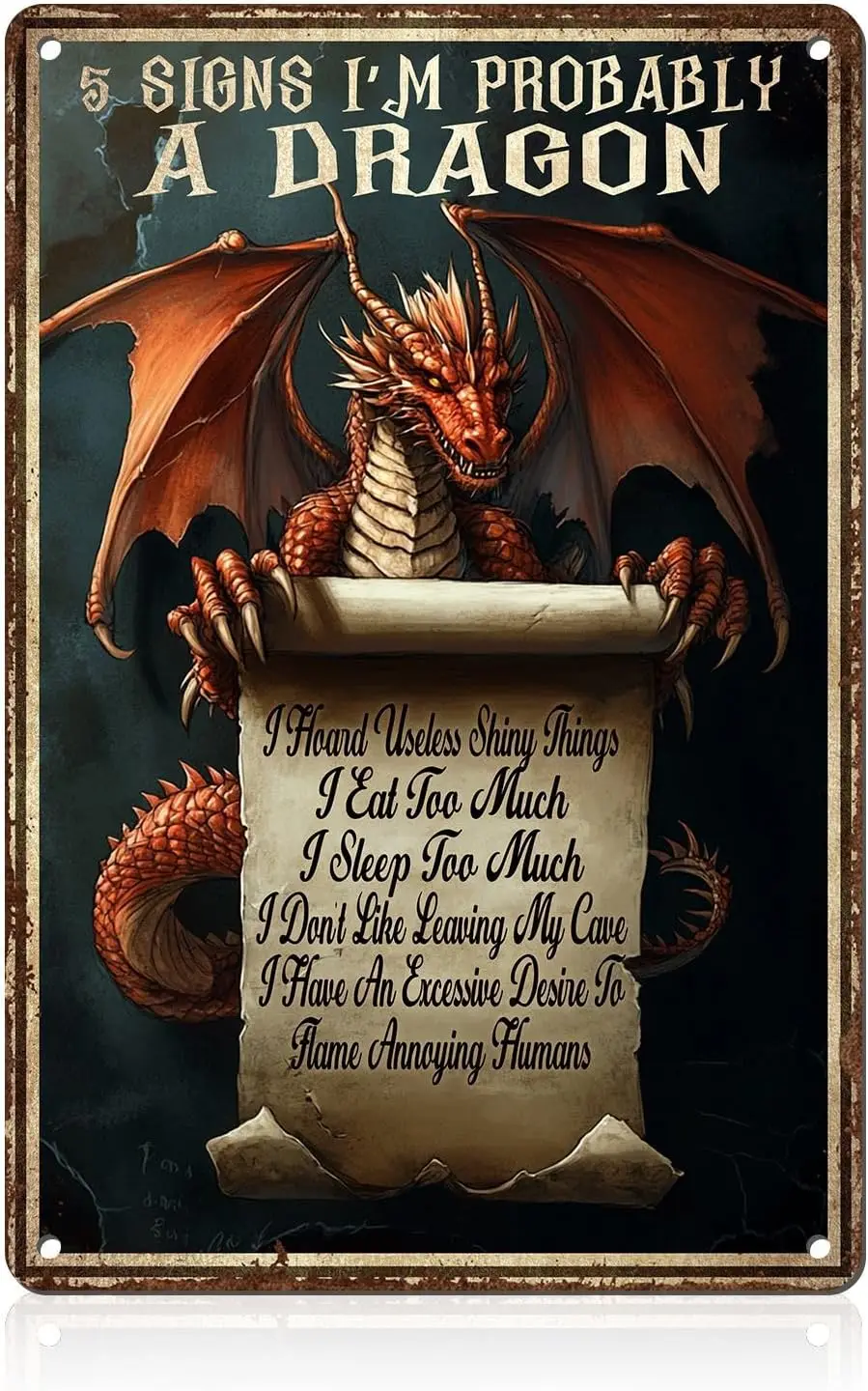 Dragon Decor Vintage Metal Sign 5 Signs Im A Dragon Fantasy Game Room Decor of Vintage D&D Wall Art Plaques --Tin Sign