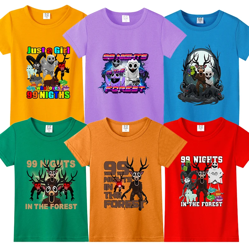 

Game 99 Nights in The Forest Boys Girls T-Shirt Printed Cotton Children's Short Sleeve Casual Baby Short Sleeve Top T-Shirt Gift