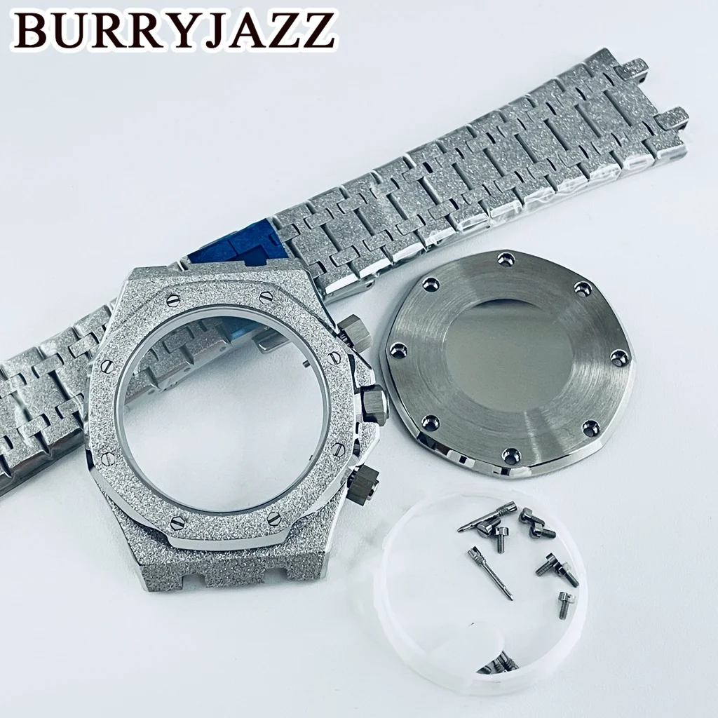 VK63 42mm Starry Sanding Watch Case Compatible with 31.8mm Dial Sapphire Glass for NH35 NH36 NH38 NH70 Automatic Movement