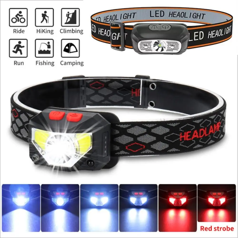 Glare LED Induction Headlamp USB Rechargeable Multi-function Head Flashlight Super Bright Battery Level Display Camping Torch