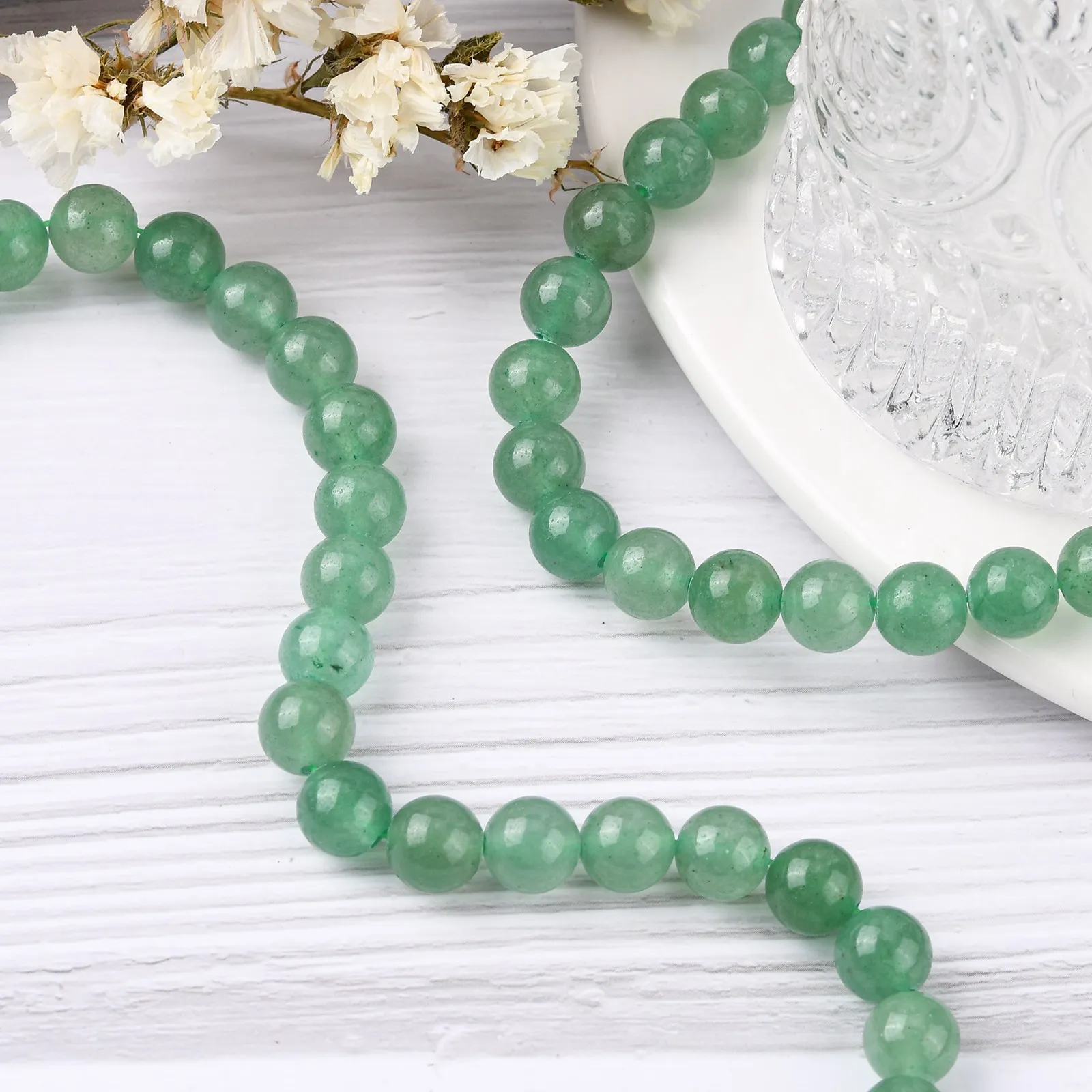 5 Strands 8mm Round Light Green Natural Green Aventurine Beads Strands