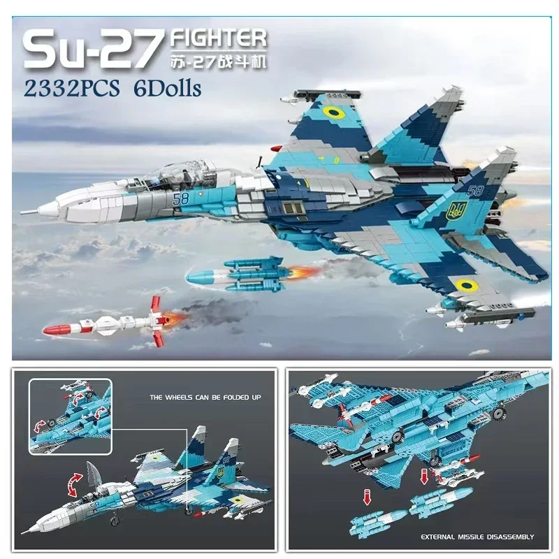 

2332PCS Military Army World War WW2 SWAT Police Soldiers Sukhoi Su-27 Fighter Model Building Block Bricks Kids Toys