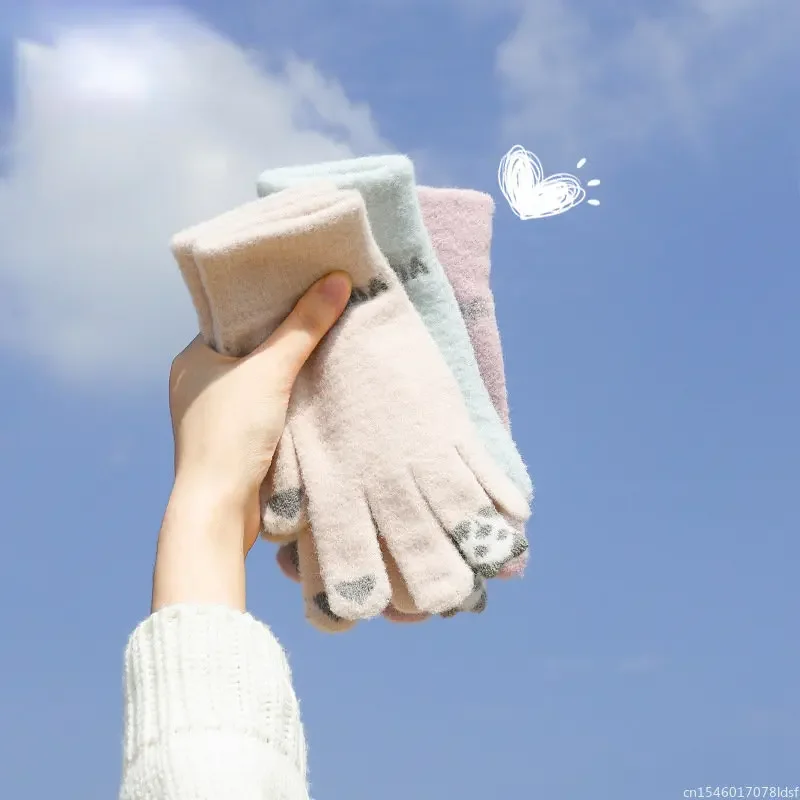 Велосипедные перчатки Youpin, зимние, Осенние, женские, антифриз, теплые, ветрозащитные, симпатичные, Корейская версия, Утолщенные, с сенсорным экраном