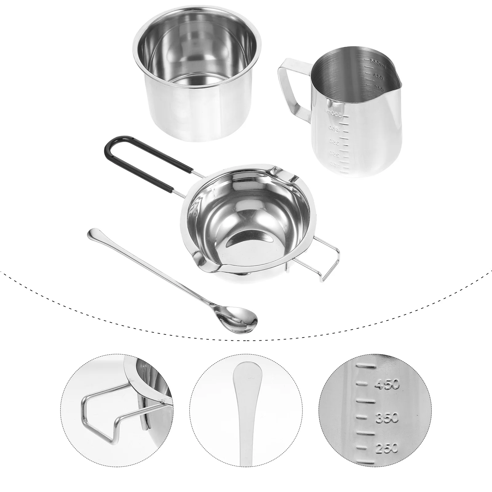 

1Set Universal Melting Pot Set Lightweight Stainless Steel Long Handle Wax Chocolate Butter Melting Pan Practical Kitchen