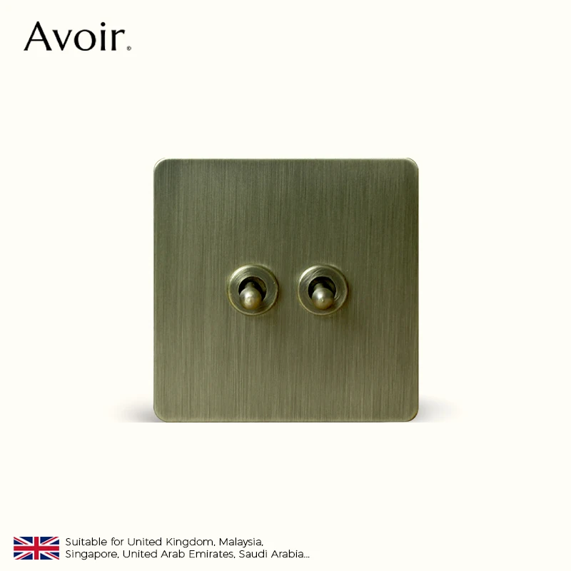 

Avoir Bronze Brushed Toggle Switch 1-4 Gang 2 Way Metal Lever Wall Light Switches Standard Plug Adapter Electric Socket With Usb