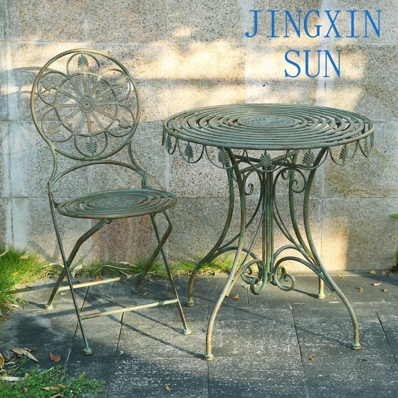 6R production order retro old wrought iron garden outdoor garden chairs outdoor terrace chairs decoration European style