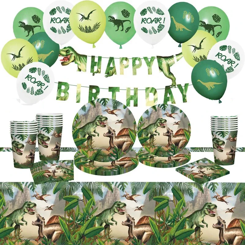 Dinosaurier Junge Geburtstag Party Dekorationen Pappteller Tasse Tischdecke Einweggeschirr Für Kinder Baby Shower Party Supplies Geschenk