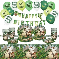 Dinosaur Boy Birthday Party Decorations Paper Plate Cup Tablecloth Disposable Tableware For Kids Baby Shower Party Supplies Gift