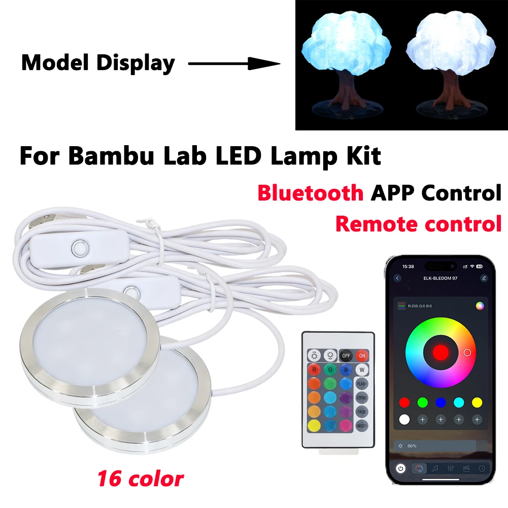 

For Bambu Lab Led Lamp Kit Adjustable Light Kit Led Light Parts Hardware DIY Model white /cold/warm light Without Lamp shell 001