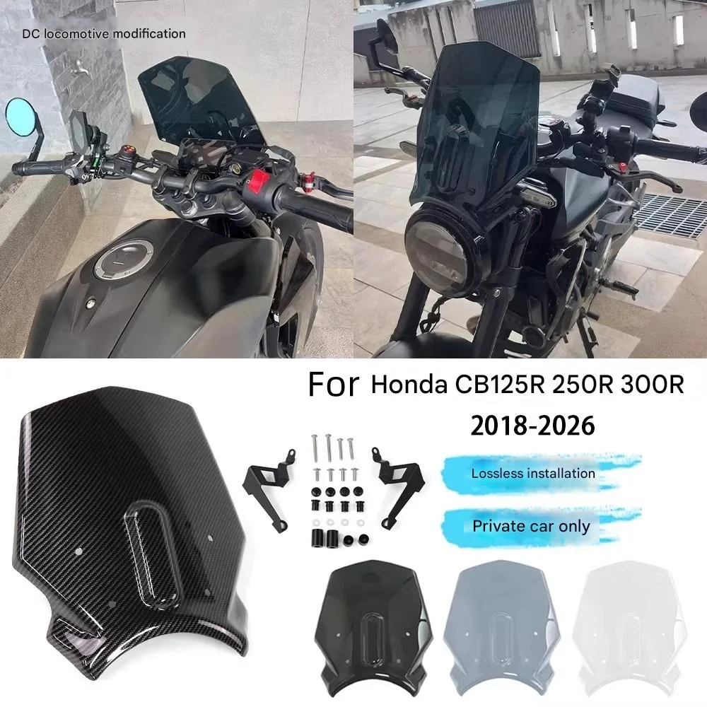 For Honda CB125R CB250R CB300R 2018-2026 Heightened Front Windshield Wind Deflector