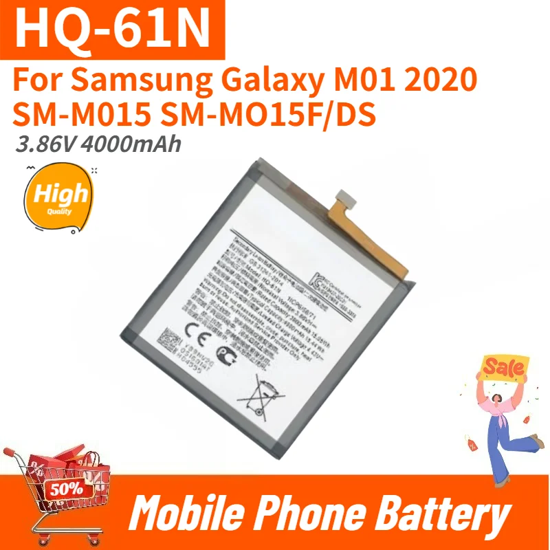 

High Quality Phone Battery HQ-61N 3.86V 4000mAh For Samsung Galaxy M01 2020 SM-M015 SM-MO15F/DS Brand-New Replacement Battery