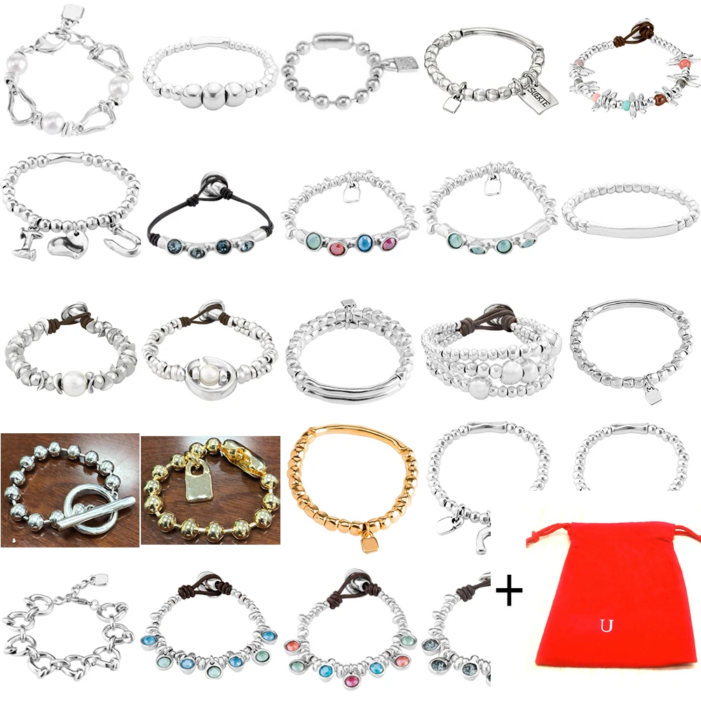 2022 New Stainless Steel Alloy Silver Color Cute Have Logo No Buckle Fashion Charm Bead Bracelet Wholesale with Bag Uno