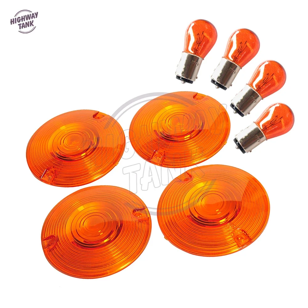 

4pcs Motorcycle Orange Turn Signal Lights Lens Cover Case for Harley Davidson Electra Glide Classic FLHTC FLHTC FLHTCU FL