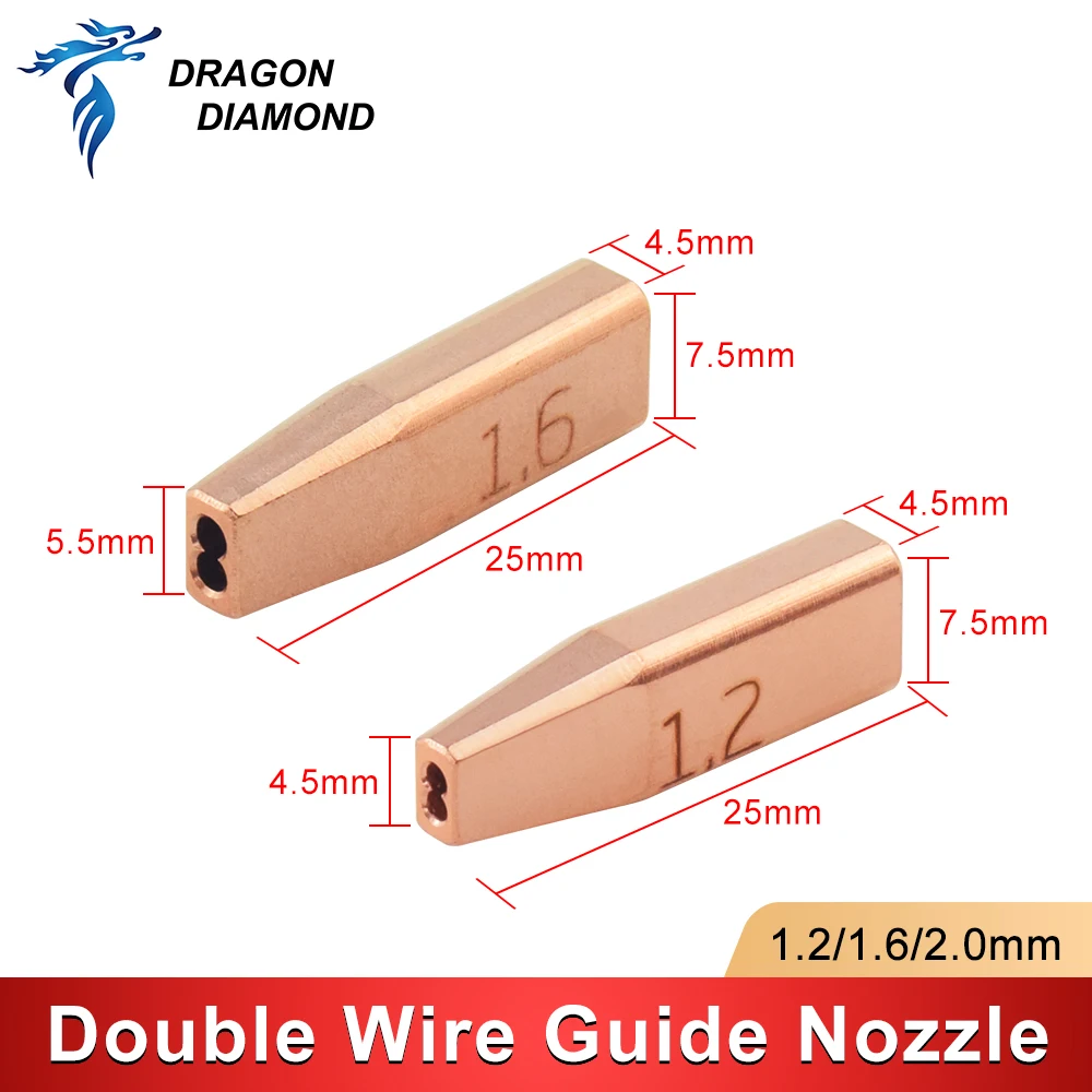 1.2/1.6/2.0 Double Wire Feed Nozzle For CQWY Hand-held Laser Welding Machine Parts Copper Laser Nozzles