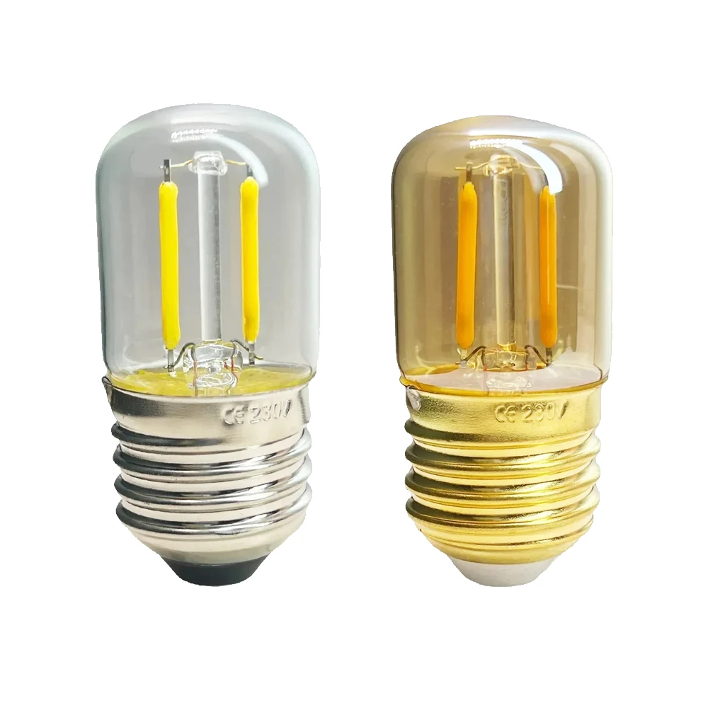 Mini T28 Edison Light Bulb 1W 2200K Warm White E27 LED Filament Lamp Vintage Candle Light Clear/Brown Cover AC 220V for Home