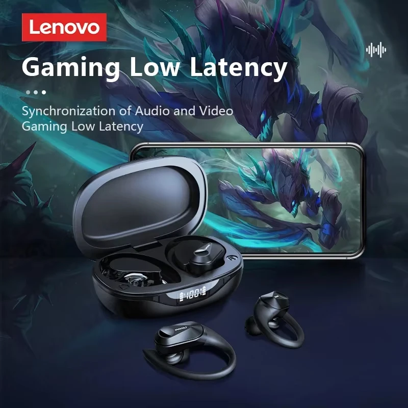 Lenovo LP75 OWS Wireless Bluetooth 5.3 Earphones Gaming Noise Reduction Headphones LED Digital Display Waterproof Sports Headset