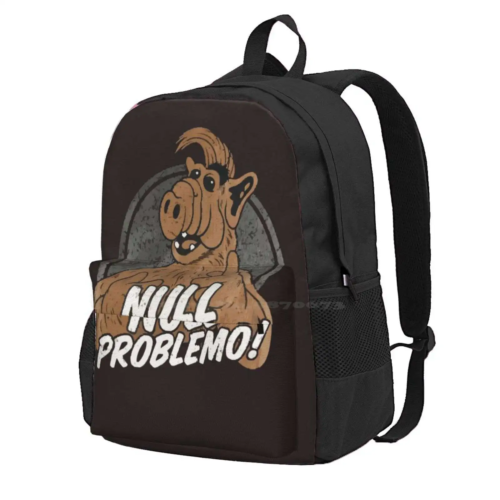 Alf - Null Problemo Hot Sale Schoolbag Backpack Fashion Bags Film Alf And Cat Funny Alf Series Melmac Alien Life Form 80S Alf