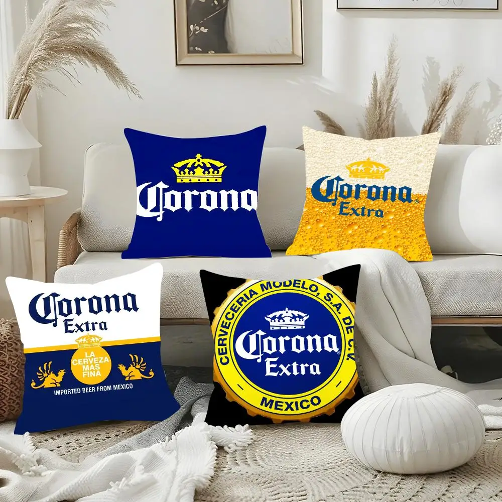 Logo C-Corona Extra Beer Cushion Cover Luxury Soft Plush Pillowcase Double Side Cushion Cover Cozy Home Decor Unique Gifts