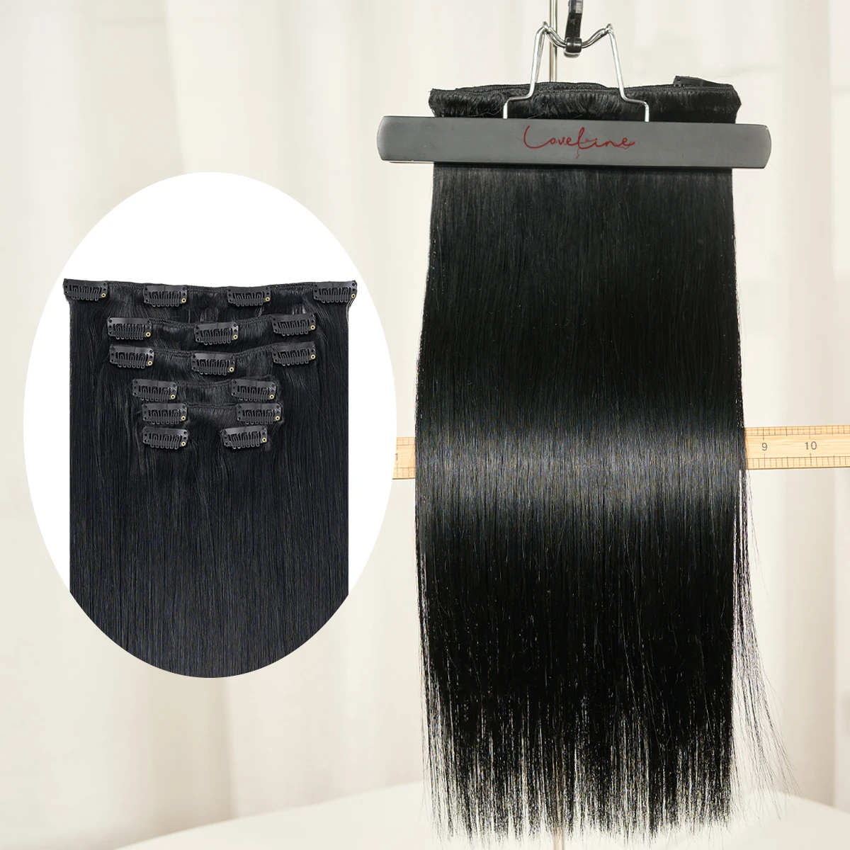 LOVELINE تسليط الضوء على كليب في شعر مستعار بشري مستقيم قسط ريمي الشعر البشري كامل مشبك للرأس ملحقات للنساء #1