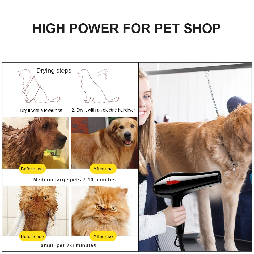 Professional High Power Dryer Pet Grooming Tools Hot Air Comb Dog and Cat Grooming Hair Dryer