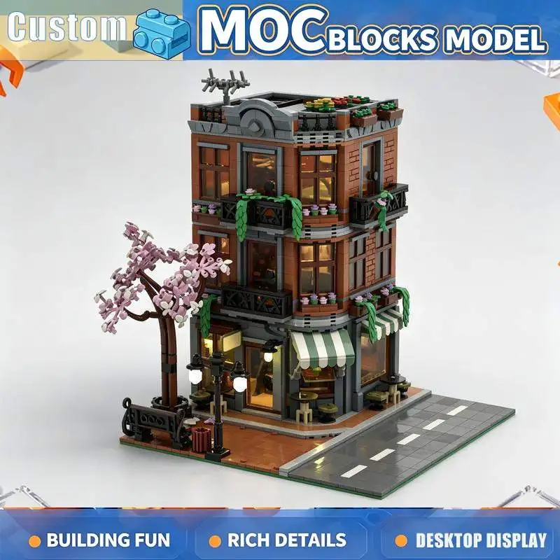 2409PCS MOC Custom Building Model Architecture Design City Apartment Creative Building Blocks DIY Assembly Educational Toy Home