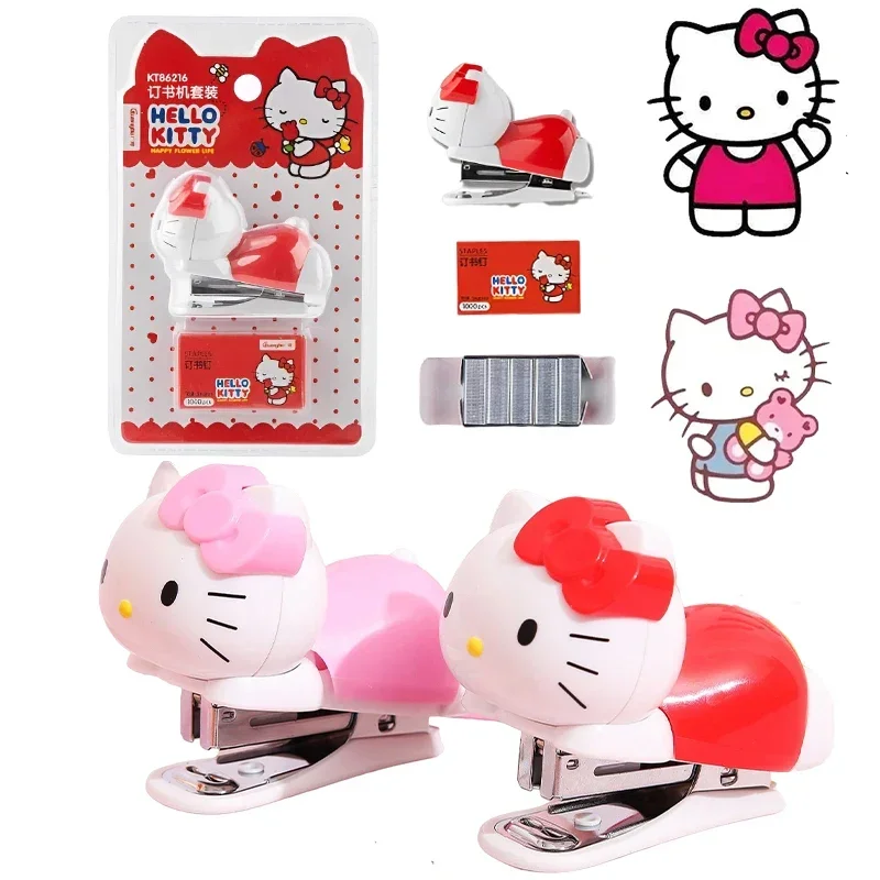 

Аниме Sanrio Hello Kittys набор степлеров Kawaii Милая мультяшная красота материал для студентов тестовая бумага мини связывающая машина игрушки для девочек