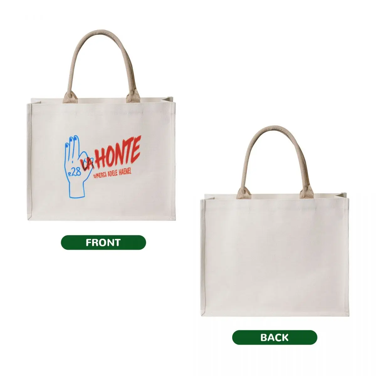 LA HONTE - Color Tote Tote Bag reusable grocery bags canvas tote Custom bag