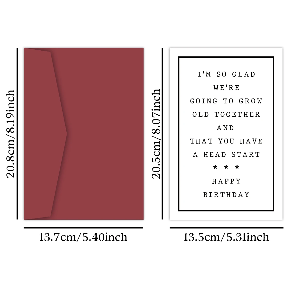 1PC Funny Birthday Card for Husband, Friend, I'm Glad We're Going to Grow Old Together, Humorous Birthday Card with Envelope