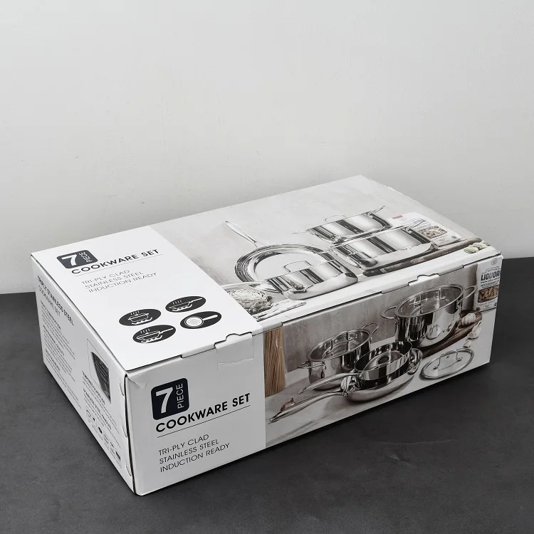 الأكثر مبيعا للتخصيص موقد عام المطبخ 7 قطعة ثلاثية تجهيزات المطابخ الفولاذ المقاوم للصدأ حساء صلصة أواني الطبخ مجموعات تجهيزات المطابخ #6