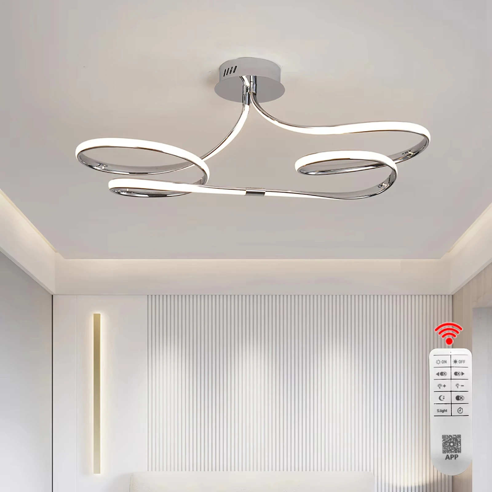 Modern Ceiling Lamp,Dimmable Ceiling Chandelier,Ceiling Lights For Living Room Bedroom Kitchen lustre L75cm 28W, W/Remote Contro