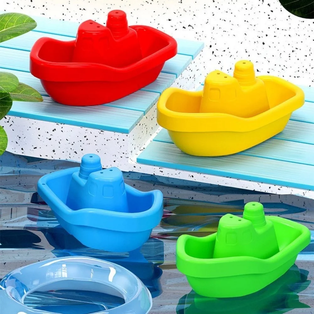 Baby Bath Toys Stacking Boat Toys Colorful Early Education Intelligence Gift Boat-shaped Stacked Cup Folding Tower Kids Toys