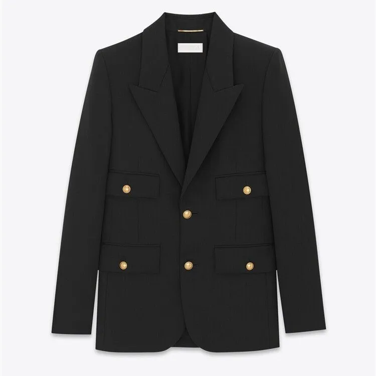 Loose Women's Suiting Outerwear Cross-Border Long Sve Pure Color Korean Sle Spring Autumn Large Size Button Detail
