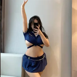 Plus Size Sexy Student Cosplay Sailor Uniform Maid Performance Erotic Lingerie Babydoll Costume Sex Anime JK Tops+Pleated Skirt