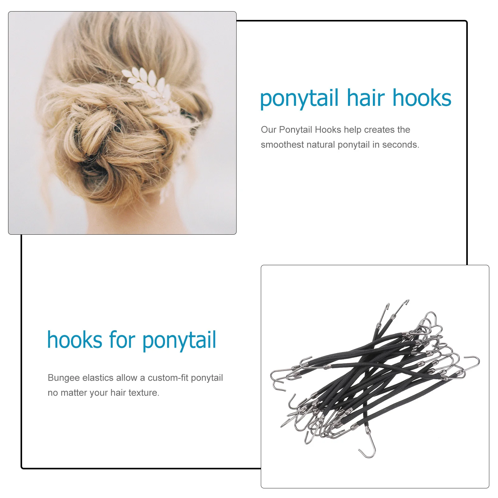 

Ponytail Hooks Hair Tools Elastic Bands for Women Smooth Natural Ponytail Bungee Hair Hooks HOLDER Modeling Bobby Pins