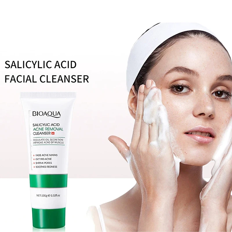 BIOAQUA Salicylic Acid Facial Cleanser Acne Treatment Moisturizing Oil Control Skincare Face Wash Foam Face Cleanser Skin Care