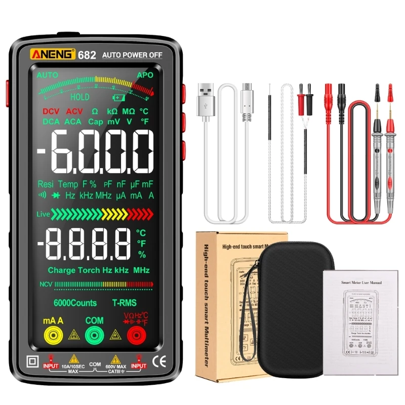 Auto-off Digital Tester Diode NCV Hz- Live-Wire Meter Backlit with Soft Sleeve Dropship