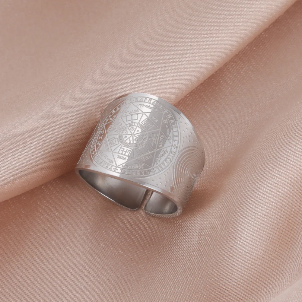 Dawapara Siegel der sieben Erzengel Geheimnis des Universums Ring Edelstahl Salomon Kabbalah Schutz Amulett Talisman – Detail 12