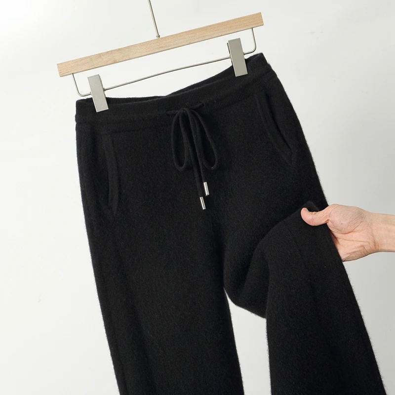 2025 New Men's Cashmere Pants Smart Casual Pencil Pants Autumn Winter Thick Soft Warm Sport Trousers 100% Merino Wool Knit Pants