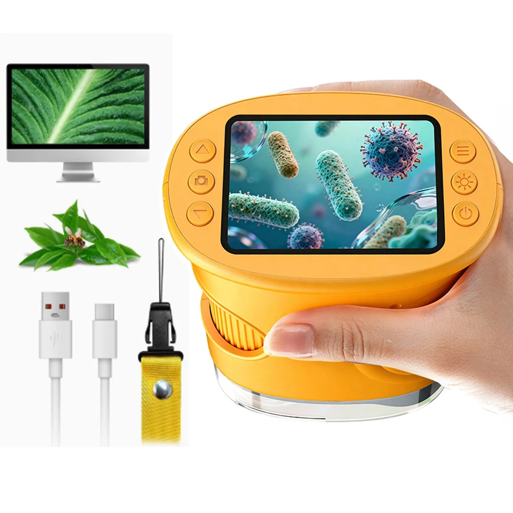 

1000X Handheld Microscope for Kids 2.0" IPS Screen Rechargeable Pocket Digital Microscope Portable Science Toy for Children