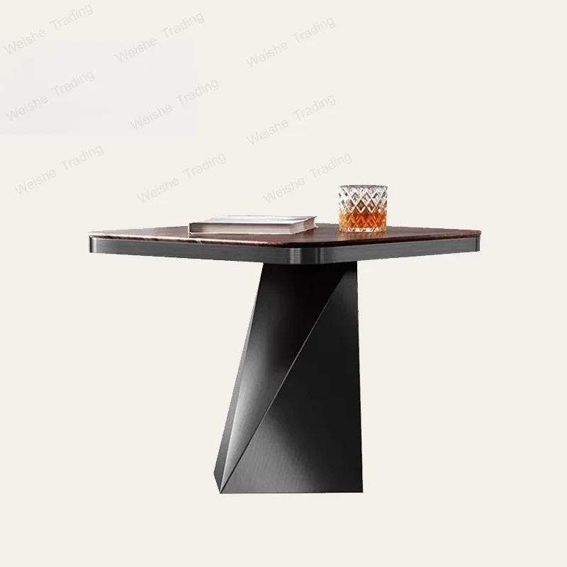 Corner several light luxury walnut villa whole house furniture with natural marble, Italian style side table
