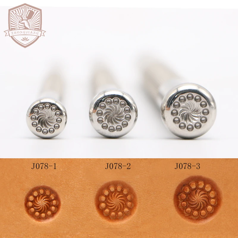 Leather Stamping Tool 12 Seed Flower Centers Pattern J078 Carving Leather Craft Zhongjiang 304 Stainless streel Stamps