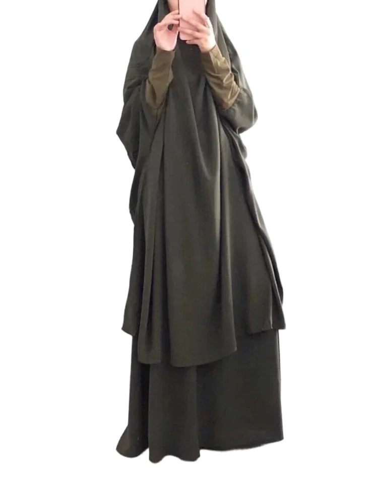 

Мусульманский комплект из 2 предметов, 15 цветов, мусульманский женский хиджаб с капюшоном, платье, костюм, молитвенная одежда, длинный химар, Рамадан, одежда, Абая + комплект юбки